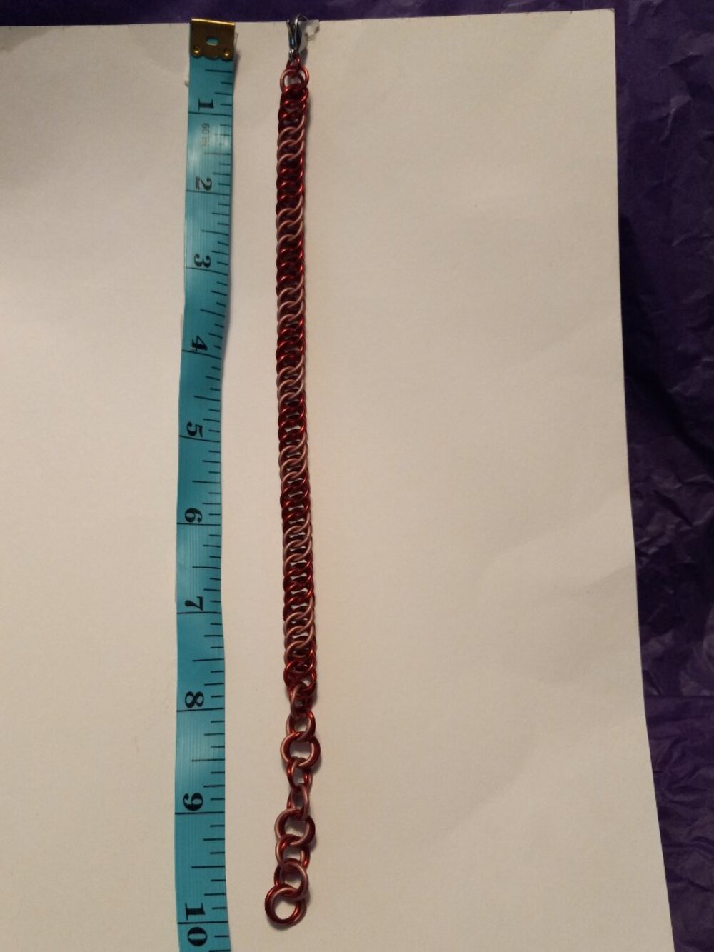Pink & Red Chain Mail Bracelet - Picture 3 of 8